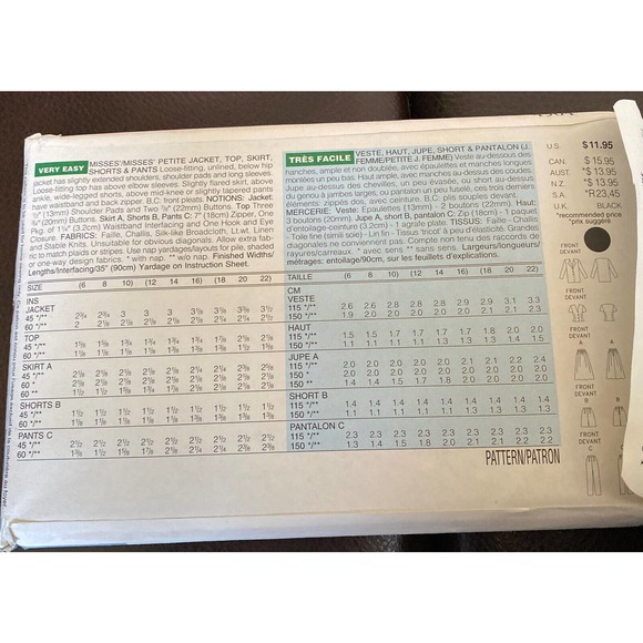 UNCUT Butterick Sewing Pattern #4504, Size 18-20-22, Misses' Skirt, Pants,Etc - Picture 4 of 5